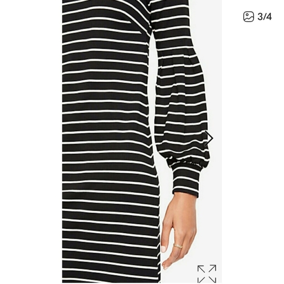 Ann Taylor Striped Lantern Sleeve Shift Dress Small - Picture 3 of 8